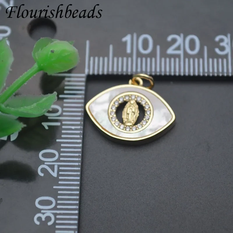 Mother of Pearl Turkish Evil Eye Gold Plated Charm Pendants Accessories for Women Bracelet Necklace Earring Jewelry Making