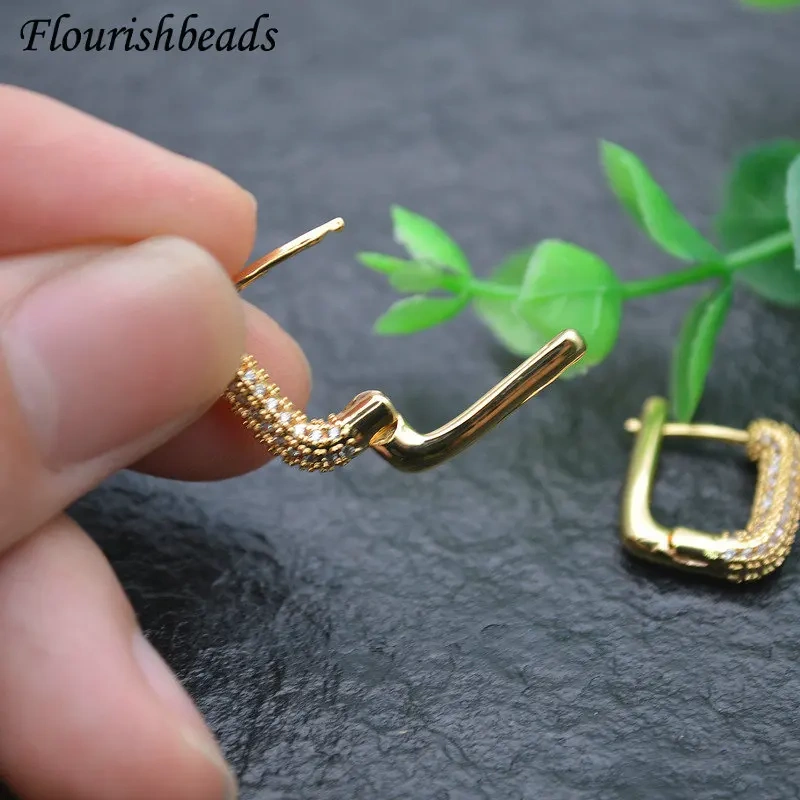 Pave Rhinestone Ear Hooks Earring Connector High Quality DIY Earrings Jewelry Craft Making Components 20pcs