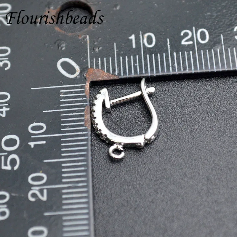 High Quality Metal Copper  CZ Paved Various Colors Earring Hooks DIY for Jewelry Making Supplier 30pcs/lot