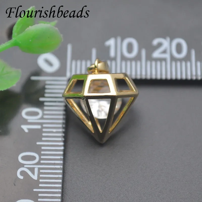 Jewelry Findings Metal Copper Gold Plated  Geometric Diamond Shaped Charms Pendant For DIY Earrings Necklace Accessories