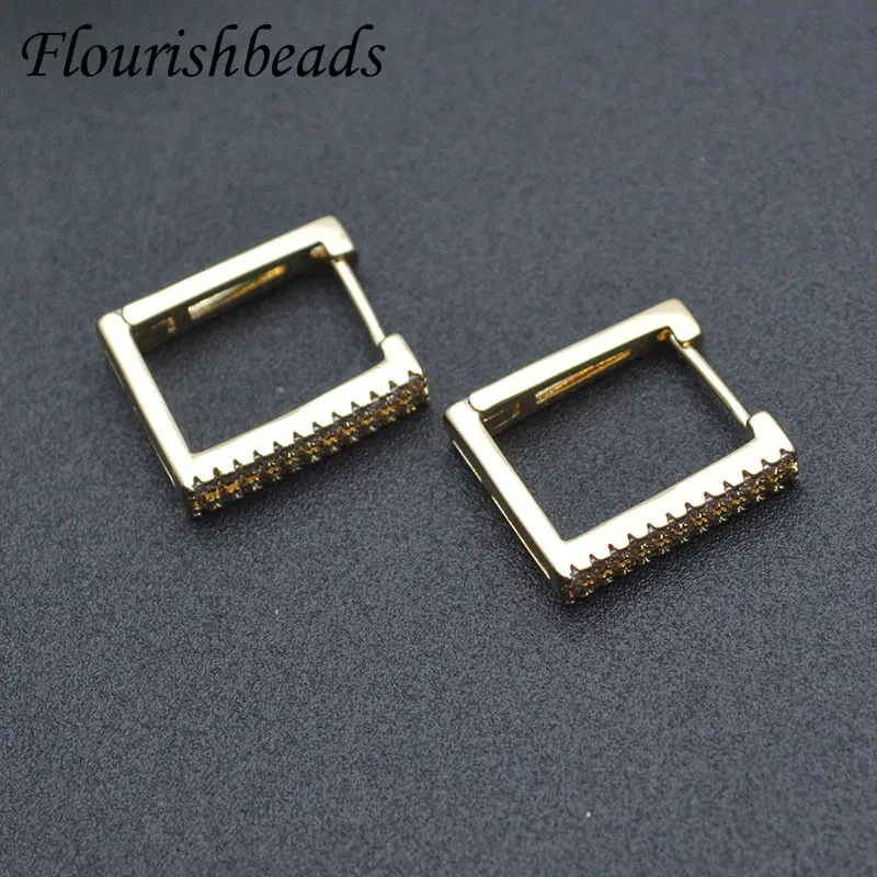15x16mm Geometric Gold Color Earring Hooks CZ Beads Paved Leverback Earwire for DIY Woman Handmade Jewelry Making 20pcs/lot