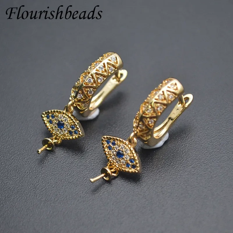 10pcs/lot Real Gold Plated Pin Round Earring Hooks Clasp for Jewelry Making Accessories Supplies