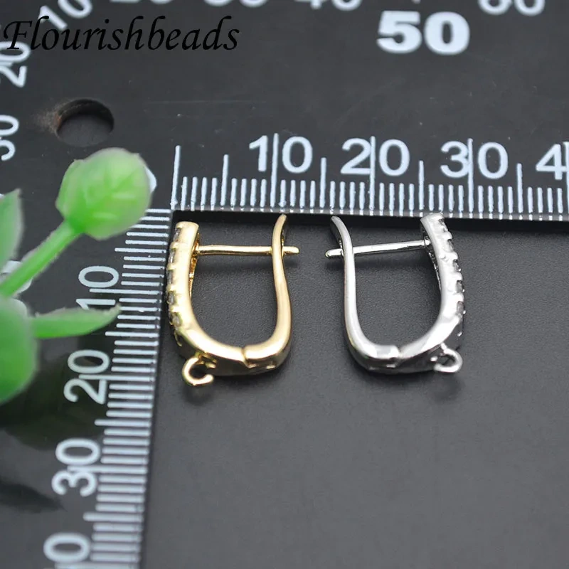 Jewelry Findings Paved CZ Beads Leverback Earwire Earring Hooks Accessories for Women DIY Fashion Earring Making