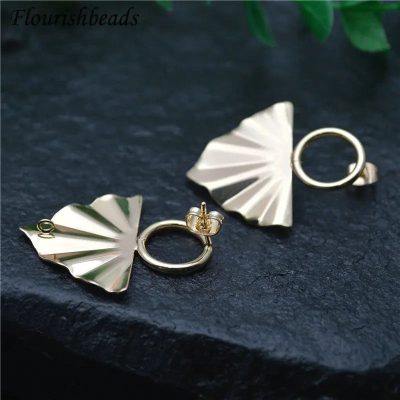 Good Quality Ins Girl Style Gold Color Anti-fade Metal Wave Triangle Ear Stud Brass Chic Jewelry Findings Earrings DIY Stuff
