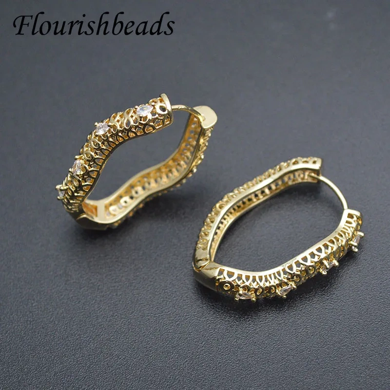 New Style Luxury Big Size Earrings Real Gold Plated Irregular Eareing Hoops Fashion Women Girls Party Jewelry Gift 20pcs/lot