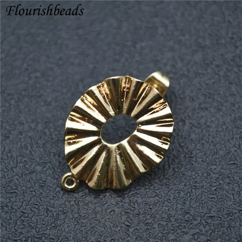 New Arrival Ins Girl Style Gold Color Metal Wave Fold Edge Circle Ear Stud Brass Fashion Jewelry Findings Earrings DIY Stuff