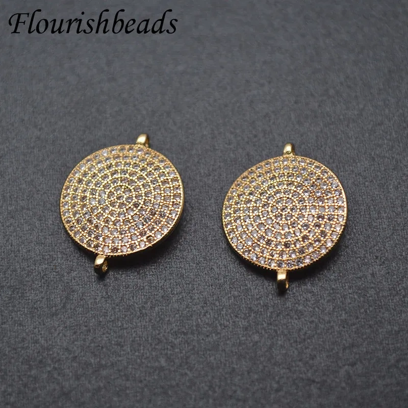 15x20mm Gold Color Round Paved Rhinestone Beads Connector for Jewelry Making Bracelets Necklaces