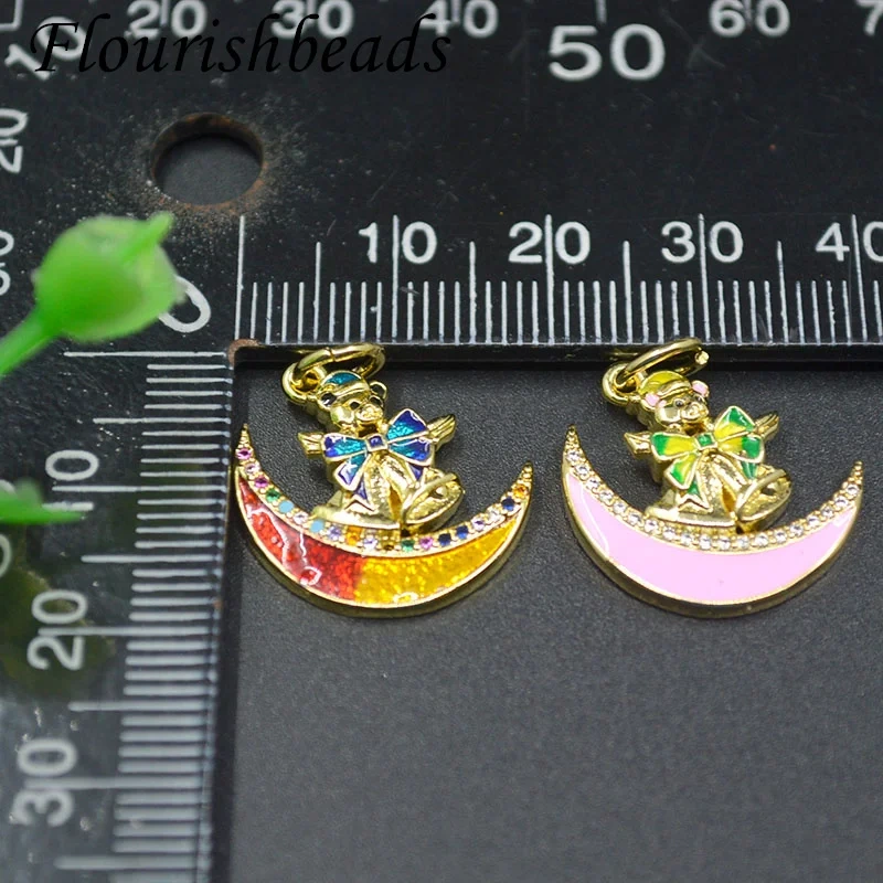 New Arrived Gold Plated Nickel Free Cute Bear Moon Christmas Bracelet Charms  Pendant DIY Earrings Jewelry Making 20pcs/lot
