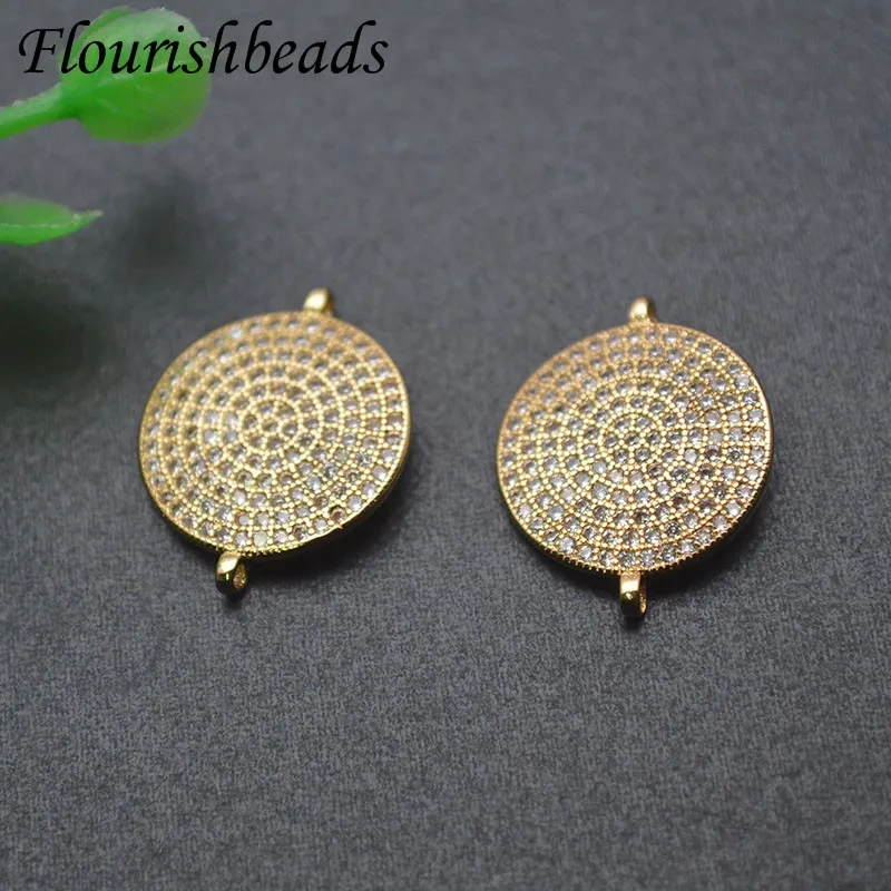 15x20mm Gold Color Round Paved Rhinestone Beads Connector for Jewelry Making Bracelets Necklaces