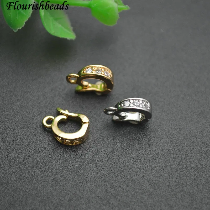 Wholesale 30pcs Jewelry Accessories Paved CZ Beads Pendant Bails Pinch Clips Earrings Connector for DIY Craft Making