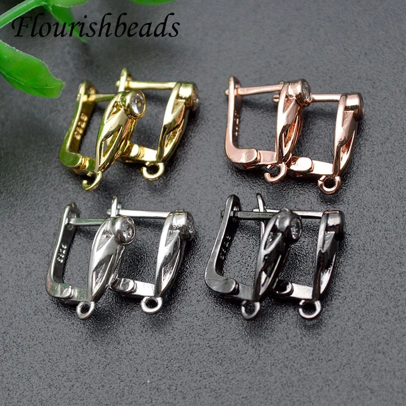 New Arrived Real Gold Plating Cubic Zircon CZ Beads Nickle Free Earring Hooks for DIY Jewelry Making Supplier 30pcs/lot