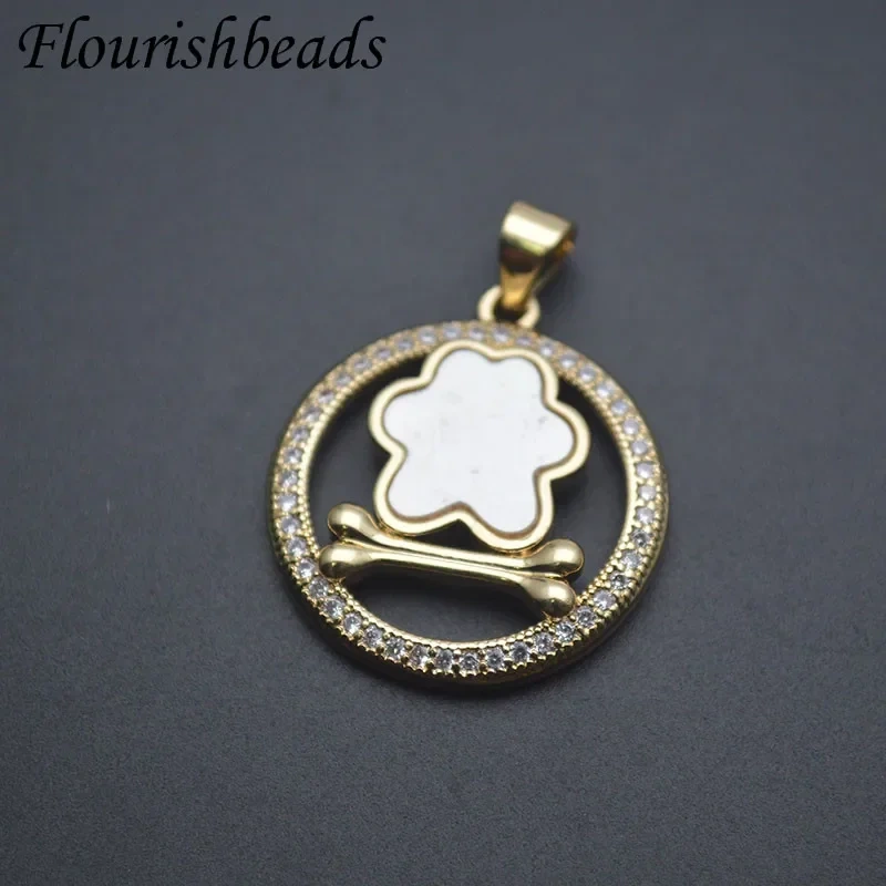 Natural Mother of Pearl Gold Plated  Apple Coconut Tree Flower Shape Pendant Charms for DIY Jewelry Making 10pcs/lot