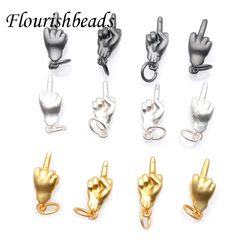 30pc/lot High Quality Nickel Free Brass Hand Middle Finger Up  for Keyrings Pendant Trinket Creative DIY Keychains Charms