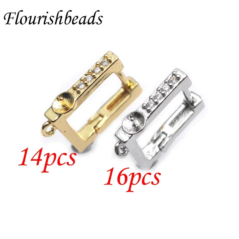12x13mm Anti Fading Nickel Free Gold Color Square Earring Hooks Stud Fit Half Hole Beads Jewelry Making 30pcs/lot
