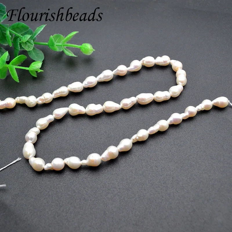 2 strands 10~12mm Natural White Fresh Water Edison Pearl Oval Round Loose Beads For jewelry making supplier