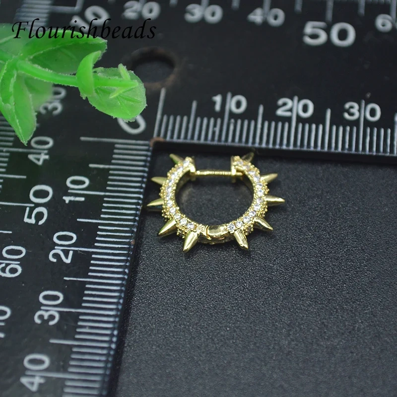 Metal Brass Gold Plated Paved Colored Zirconia Earring Hooks Hip Hop Punk Style Earrings for Party Fashion Jewelry