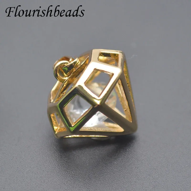 Jewelry Findings Metal Copper Gold Plated  Geometric Diamond Shaped Charms Pendant For DIY Earrings Necklace Accessories