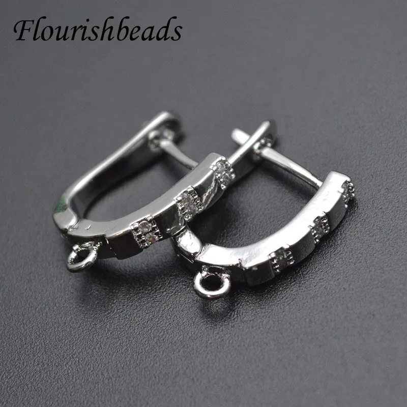 New Arrived CZ Beads Paved Circular Arch Shape Earring Hooks for DIY Jewelry Making Accessories Supplier 30pcs/lot