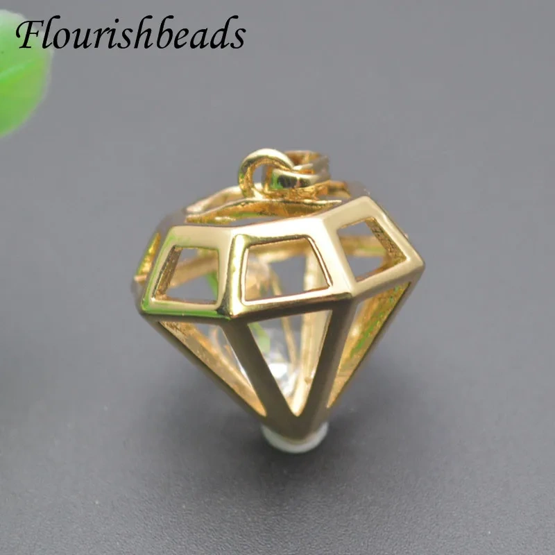 Jewelry Findings Metal Copper Gold Plated  Geometric Diamond Shaped Charms Pendant For DIY Earrings Necklace Accessories
