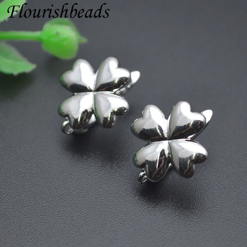 Good Quality Real Gold Plated Jewelry Findings Clover Shaped Ear Hooks for Women Handmade DIY Earrings 30pcs/lot