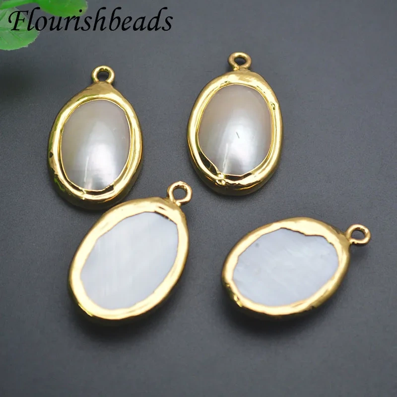 White Shell Cabochon Oval Shape MOP Shell Pendant Charms for Women DIY Necklace Exquisite Jewelry