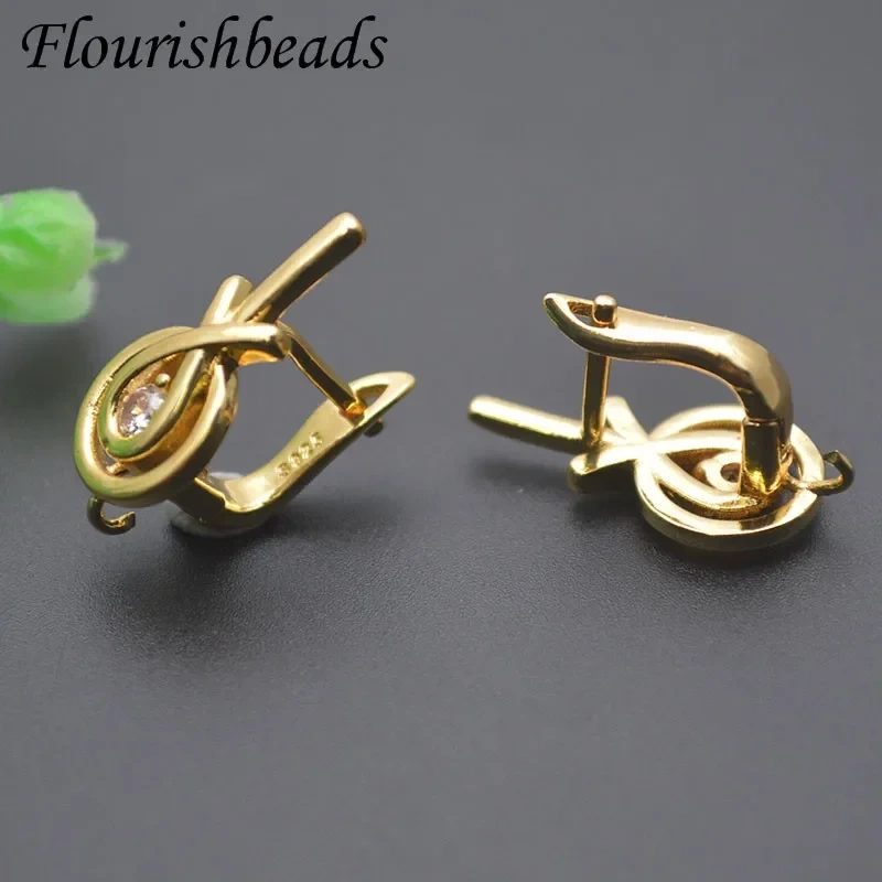 Jewelry Findings Real Gold Plated Earring Hooks Clasp for Women Handmade DIY Earrings Making Accessories 30pcs/lot