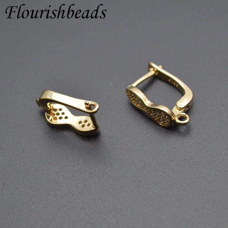 11x17mm Nickle Free Anti Rust Zircon Beads Paved Gourd Shape Earring Hooks for DIY High Quality Jewelry Making Parts 30pcs/lot