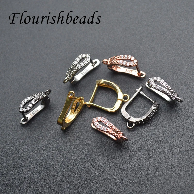 30pcs/lot 4 Colors Anti Fade Nickel Free CZ Beads Paved Earring Hooks for High Quality Jewelry Making Supplier