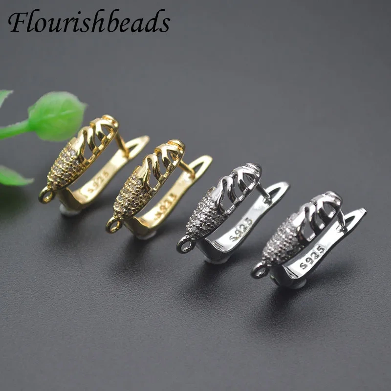 Copper Gold Plated Paved CZ Beads 18k Earring Hooks Shvenzy Ear Wire for DIY Jewelry Earrings Accessories 30pcs/lot