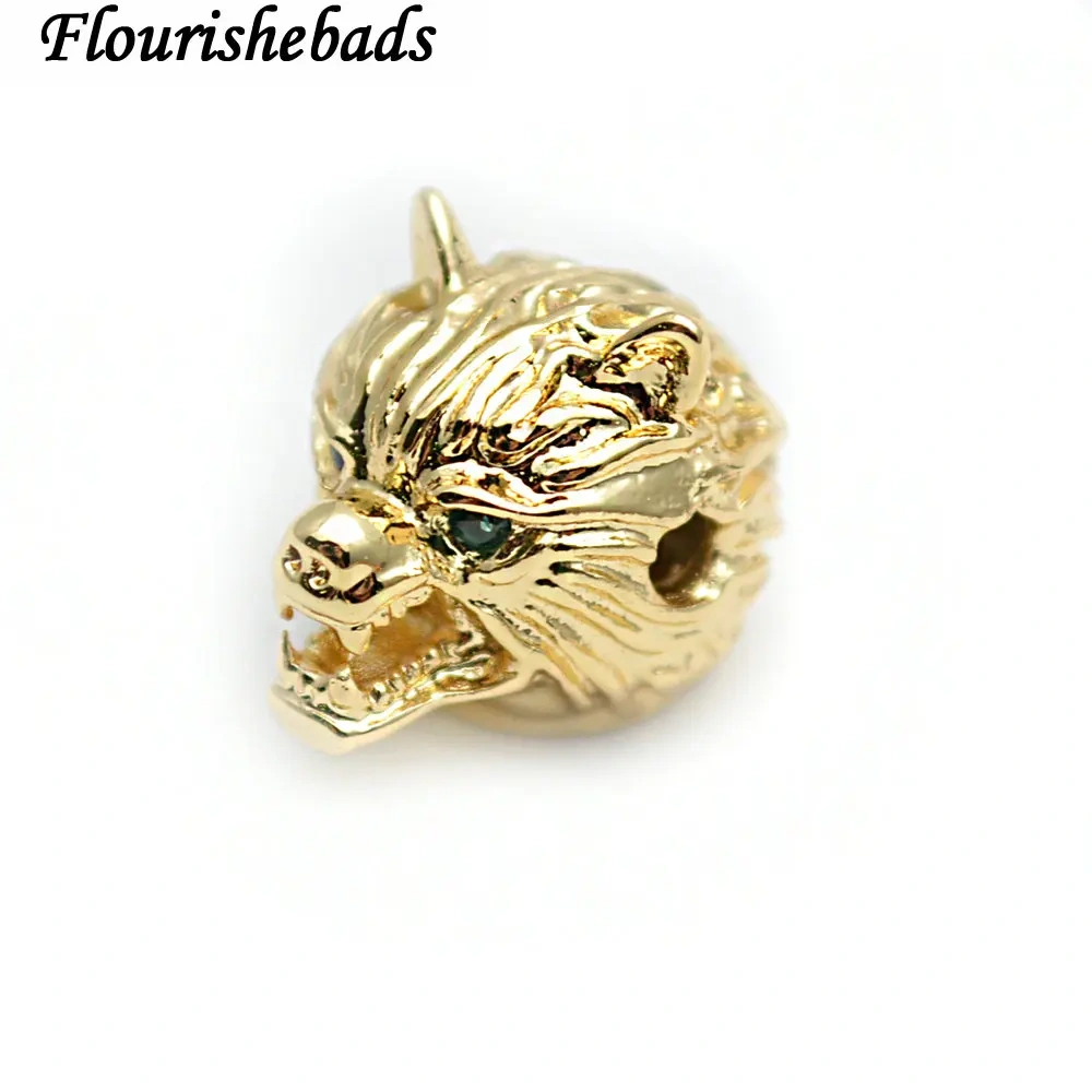 Anti-rust New Design 10x14mm Metal Copper Leopard Head Spacer Loose Beads Bracelet Charms Fit Jewelry Making