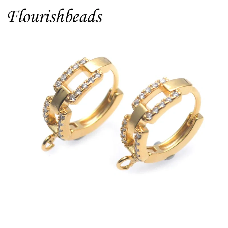 New Arrived Cubic Zircon Beads Paved Leverback Earring Hooks Clasp Accessories for Handmade Women Jewelry Making 20pcs/lot