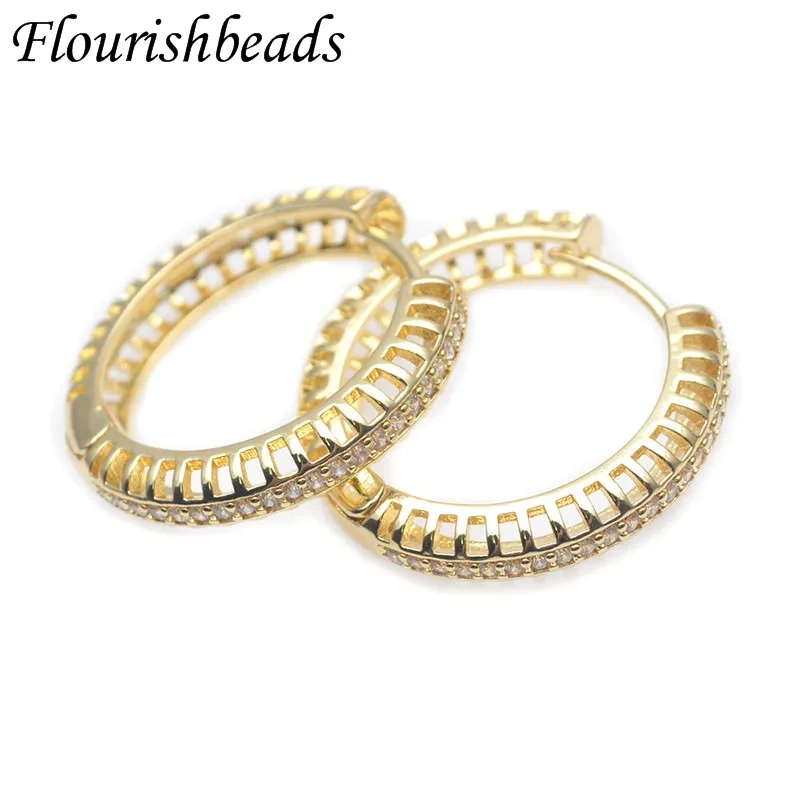 28x30mm Fashion Jewelry Neckel Free Gold Color Circle Round Hoop Earrings for Women Girls Trendy Metal Accessories