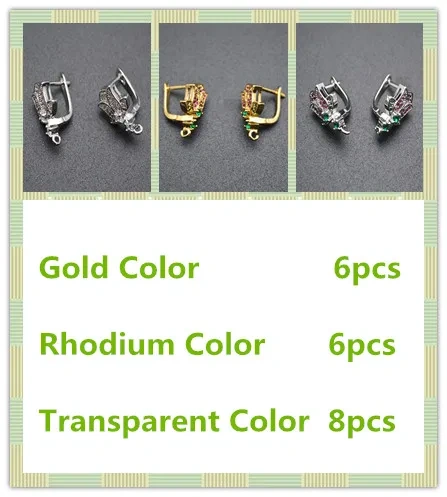 20pc Colorful Zircon CZ Beads Pave Hook Anit-rust Metal Brass Earrings Hooks Hand Shape Connector Nickle Free Jewelry Makings