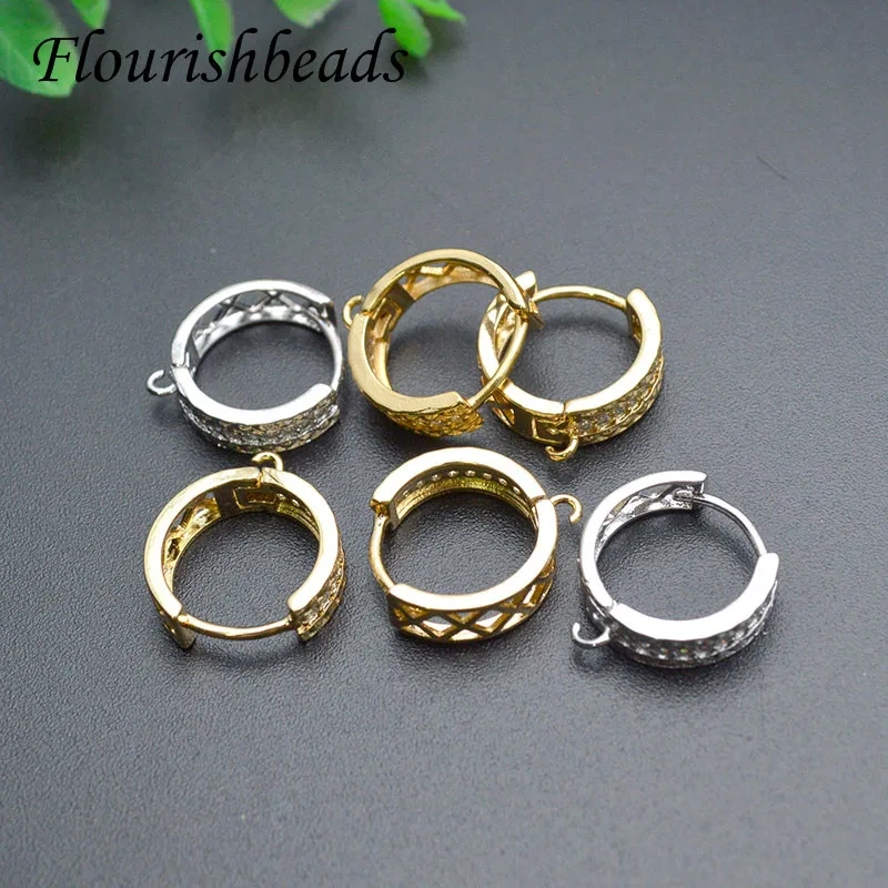 Jewelry Findings Gold Color Paved CZ Beads Shvenzy Round Earring Hooks Clasp DIY Jewelry Making Accessories 30pcs/lot