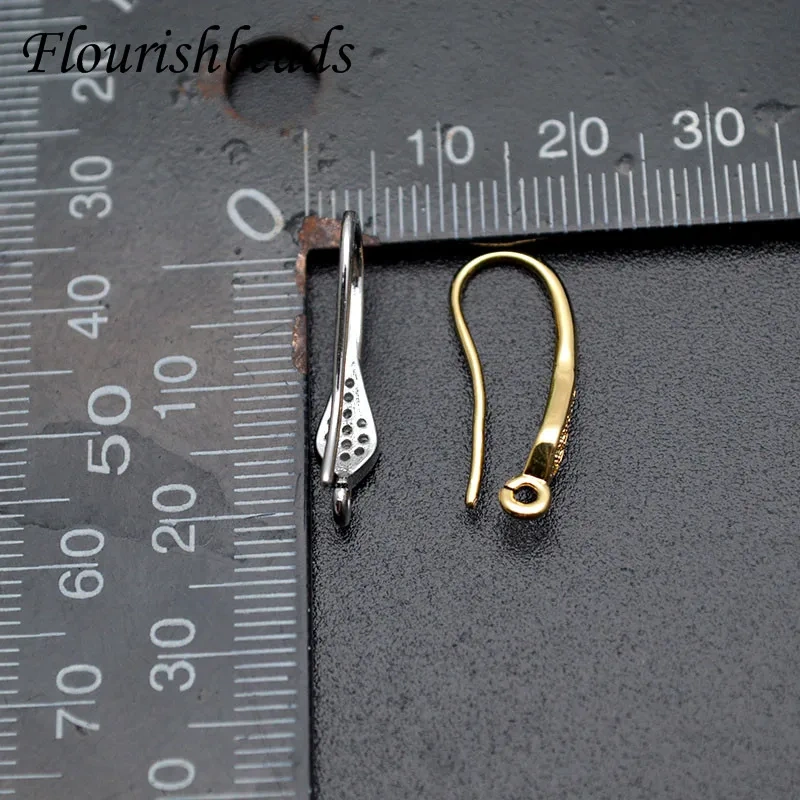 Nickle Free Rhodium Color CZ Beads Setting Rhombus Shape Metal Earring Hooks DIY for Jewelry Findings 30pc/lot