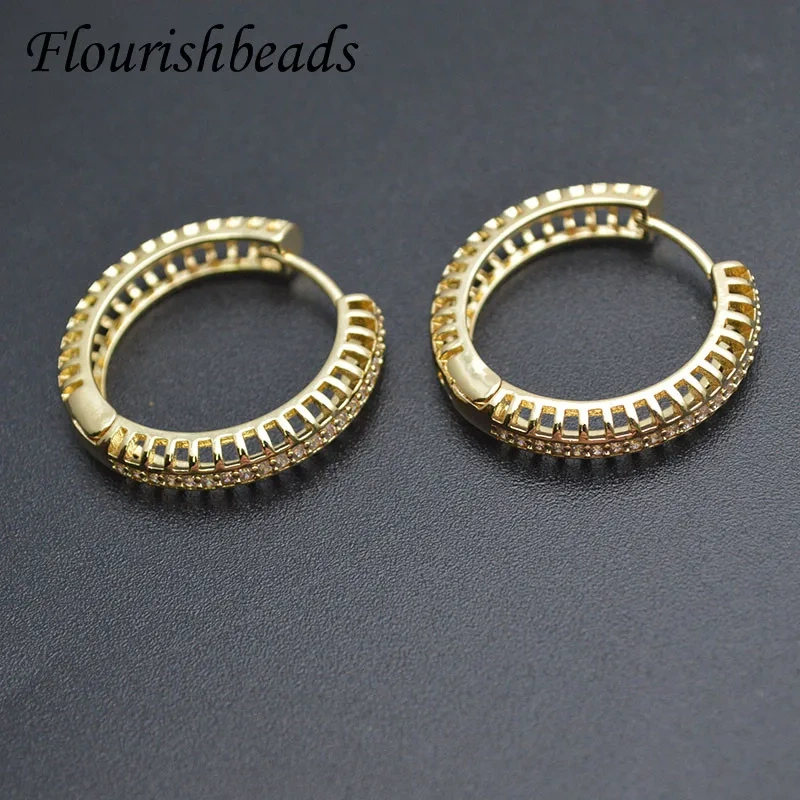 28x30mm Fashion Jewelry Neckel Free Gold Color Circle Round Hoop Earrings for Women Girls Trendy Metal Accessories