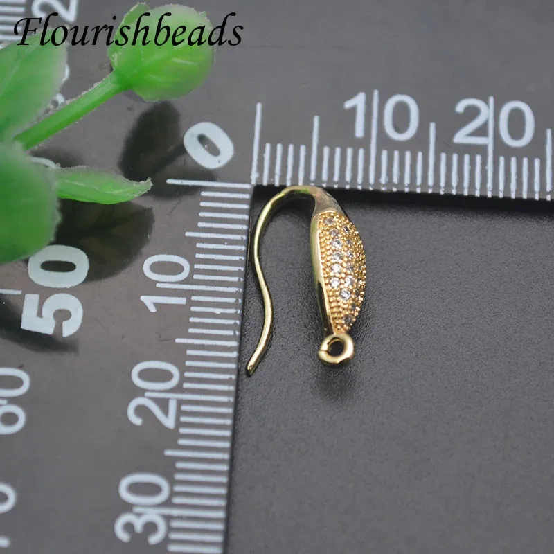 Paved Multi Row CZ Beads Simple Fashion Earrings with Hoop Ear Wire 18k Gold Accessories for DIY Jewelry Making 30pcs/lot