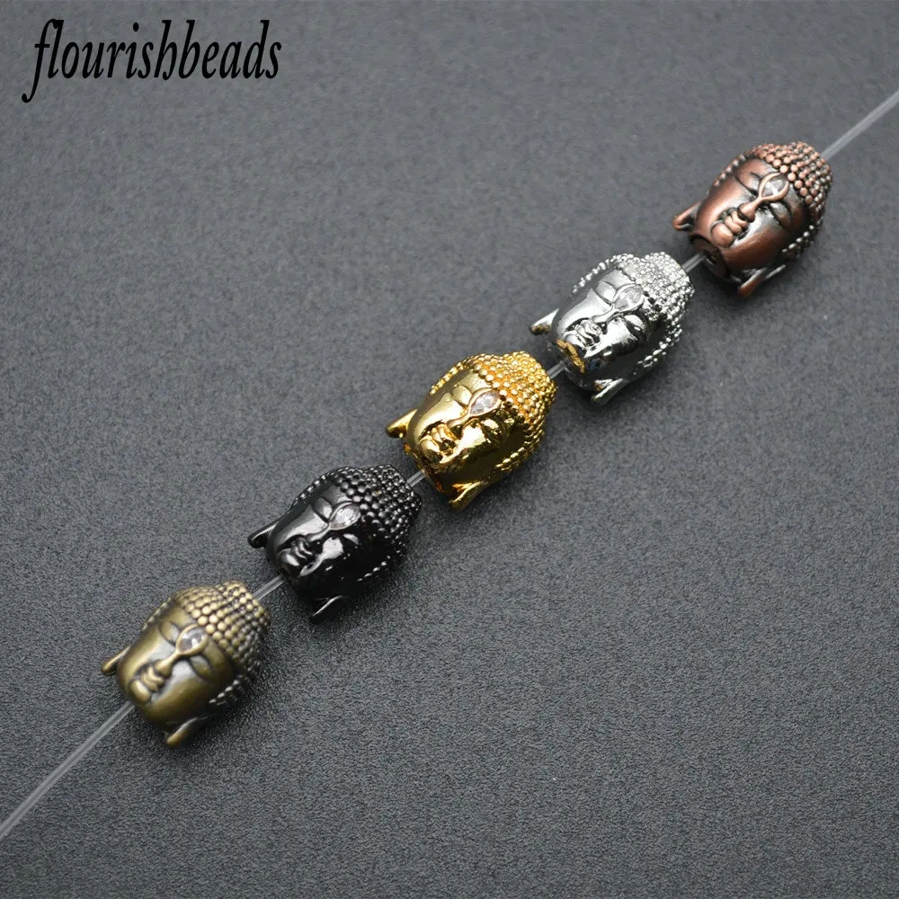10x14mm Buddha Head Metal Copper Spacer CZ inlaied Loose Beads Multi Colors Charms DIY Jewelry Findings 20pcs/lot