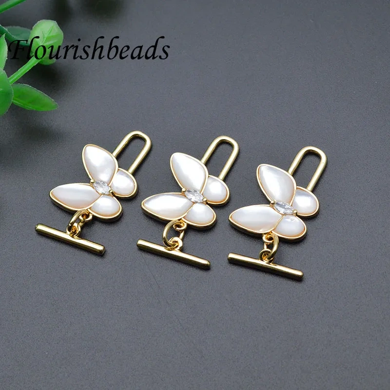 Various Styles Luxury Gold Color Butterfly Shape Shell Oggle OT Clasps Hooks for  DIY Jewelry Findings Accessories 10pcs/lot