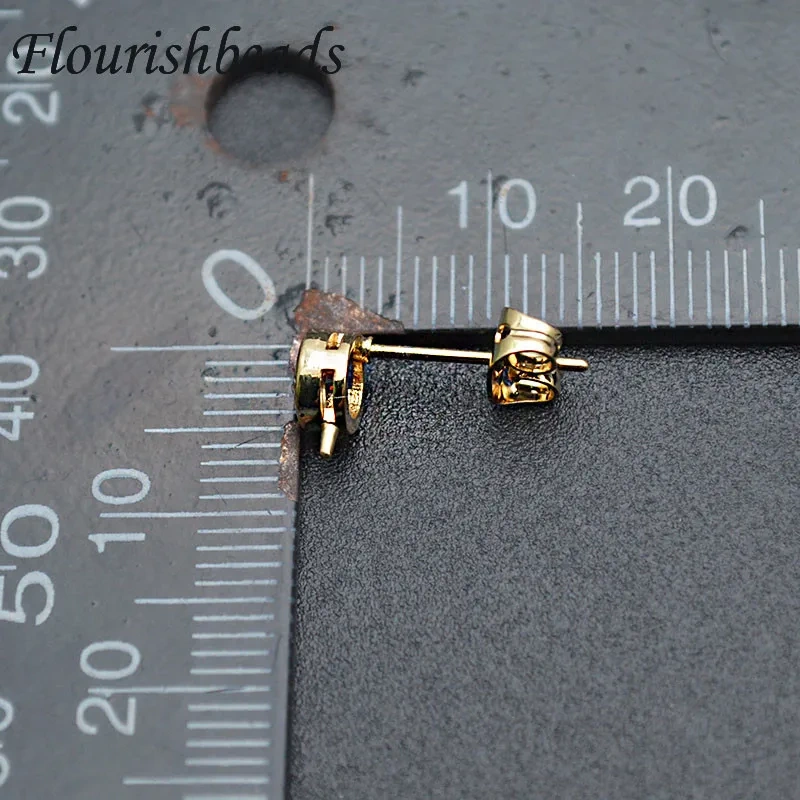 30pcs Real Gold Plating Ear Stud CZ Paved Anti-rust Metal Ear Wire DIY Earrings Fashion Jewelry Components