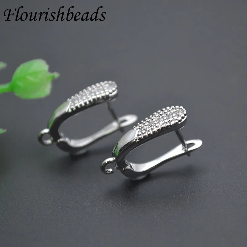 New Design Paved CZ Beads 18k Gold Earring Hooks Schwenzy Jewelry Findings for Women DIY Fashion Earrings 30pcs/lot
