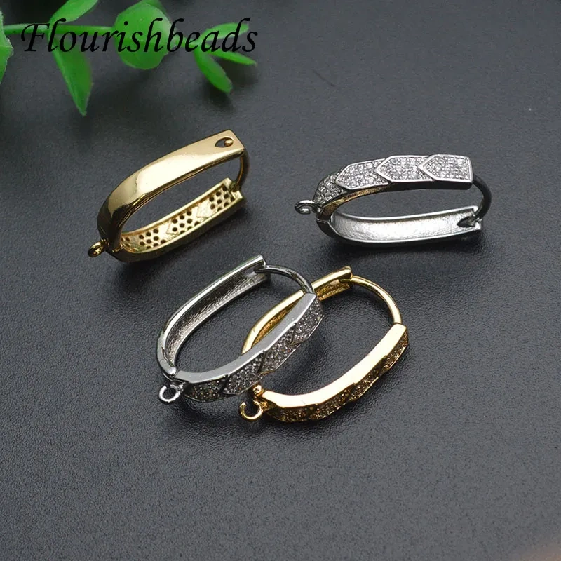 Big Size Nickel Free CZ Beads Paved Cylinder Shape Earring Hooks Clasp DIY Fashion Jewelry Making 20pcs/lot