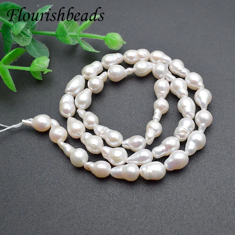 2 strands 10~12mm Natural White Fresh Water Edison Pearl Oval Round Loose Beads For jewelry making supplier