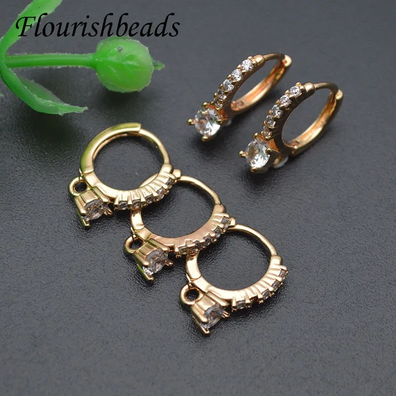 13x15mm Nickel Free Paved CZ Beads Round Earring Hooks DIY Jewelry Findings Parts  for Woman Ear Handmade 20pcs/lot