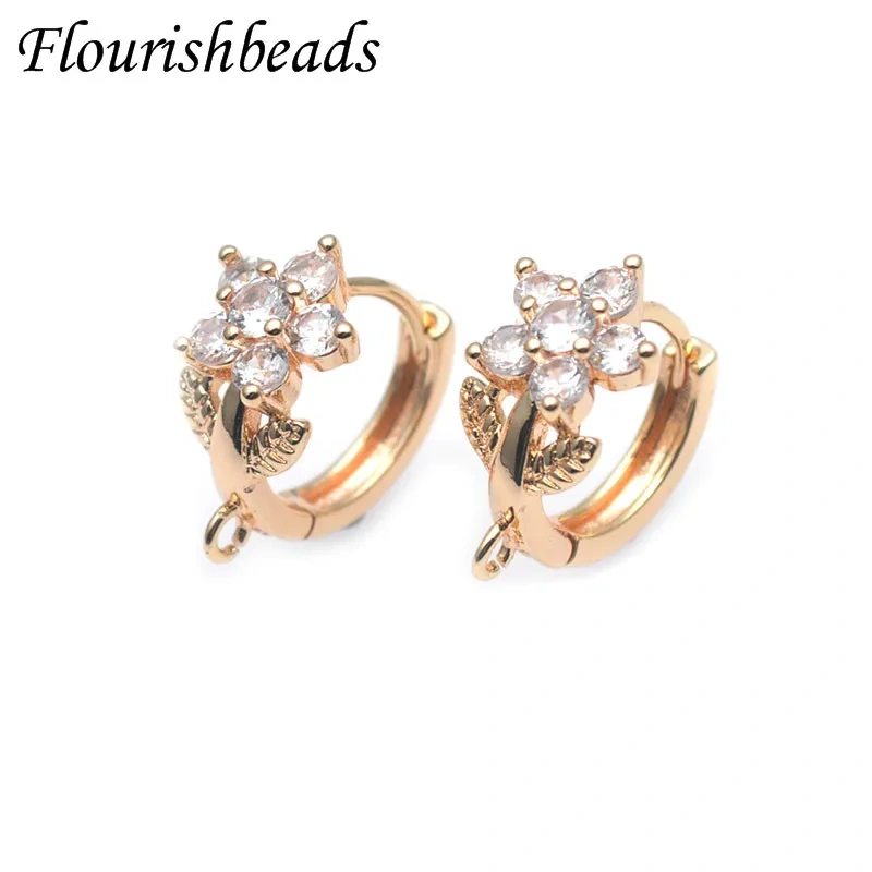 30pcs Jewelry Findings Gold Plating Nickel Free Flower Shape Earring Hooks Shvenzy Ear Wire for Women DIY Earrings Accessories