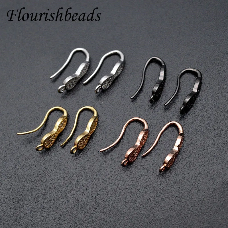 Various Color Nickle Free Anti Rust Zircon Beads Paved Gourd Shape Earring Hooks for DIY Jewelry Making Supplier 20pcs/lot
