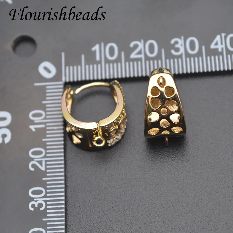Luxury Real Gold Plated CZ Beads Paved Nickel Free Earring Hooks Clasp DIY Women Handmade Quality Jewelry Making Supplier