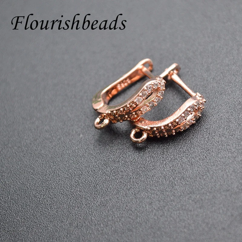 30pcs/lot 4 Colors Anti Fade Nickel Free CZ Beads Paved Earring Hooks for High Quality Jewelry Making Supplier