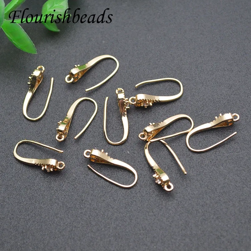 Various Styles Gold Plated Paved CZ Beads  Ear Wire Earring Hooks for DIY Jewelry Making 50pcs/lot