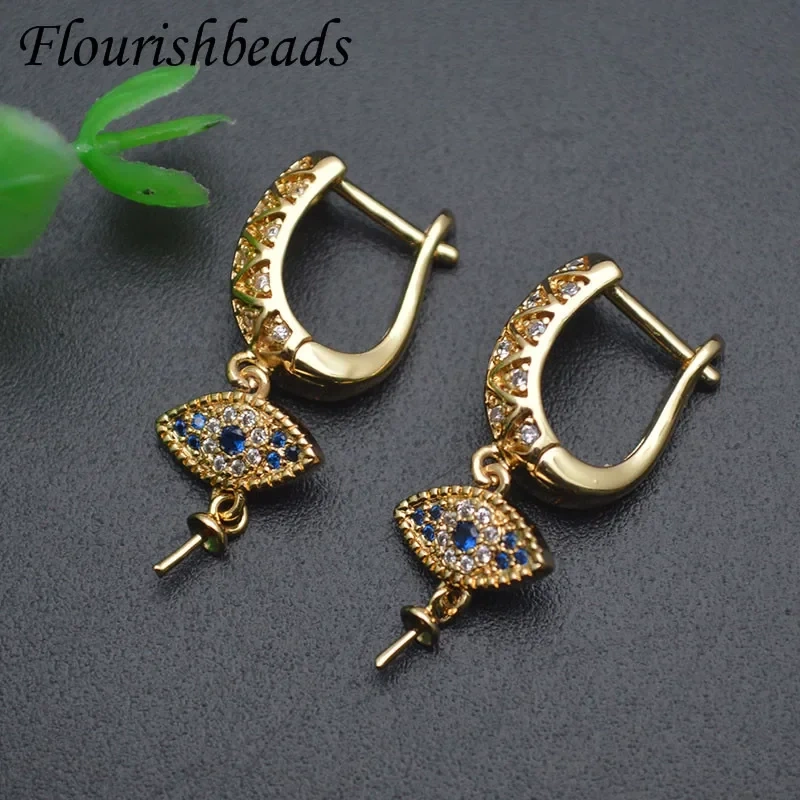 10pcs/lot Real Gold Plated Pin Round Earring Hooks Clasp for Jewelry Making Accessories Supplies